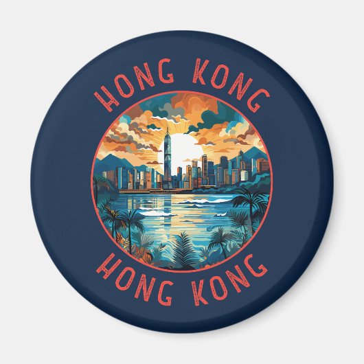 Hong Kong China Retro Noodlijdende Cirkel Magneet (Voorkant)