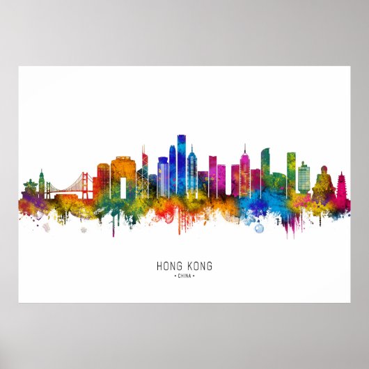 Hong Kong China Silhouet Poster (Voorkant)