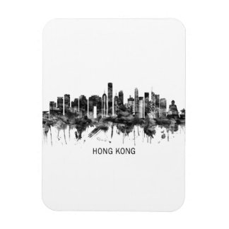 Hong Kong China Skyline BW Magneet