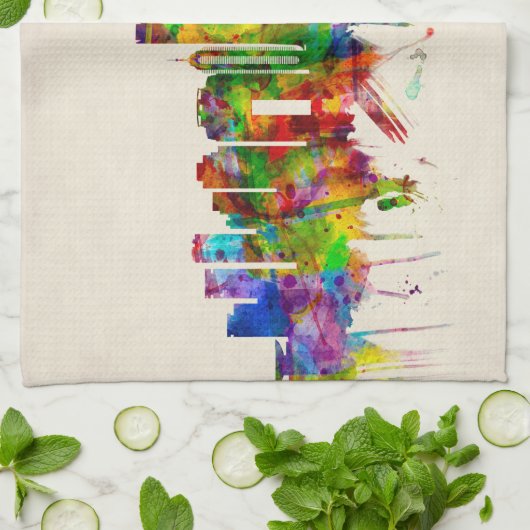 Hong Kong China Skyline Theedoek (Gevouwen)