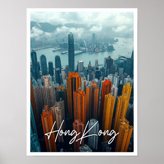 Hong Kong China Skyline Top Uitzicht Poster (Voorkant)