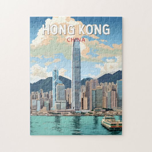 Hong Kong China Travel Art Vintage Legpuzzel (Verticaal)