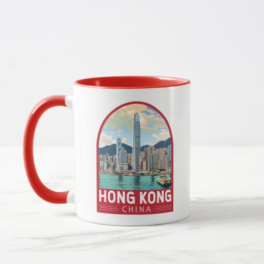 Hong Kong China Travel Art Vintage Mok (Links)