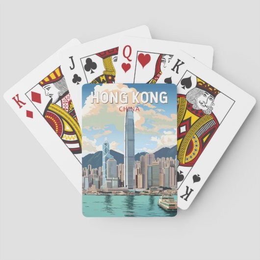 Hong Kong China Travel Art Vintage Pokerkaarten (Achterkant)