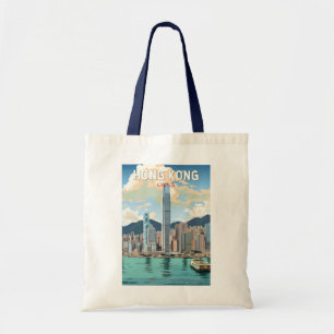 Hong Kong China Travel Art Vintage Tote Bag