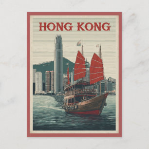  Hong Kong City Skyline Harbour Travel Briefkaart