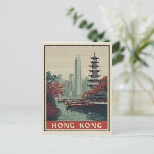  Hong Kong City Skyline Temple Travel Briefkaart (Staand voorkant)