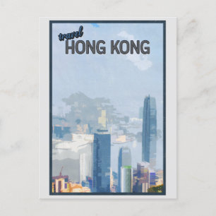 Hong Kong City Skyline Travel Briefkaart