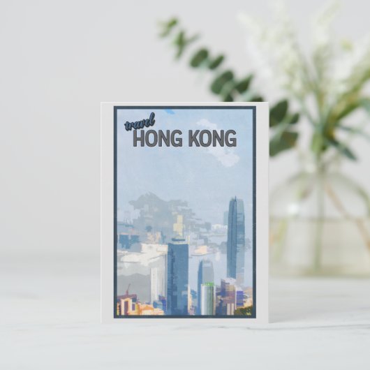  Hong Kong City Skyline Travel Briefkaart (Staand voorkant)