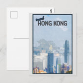  Hong Kong City Skyline Travel Briefkaart (Voorkant / Achterkant)