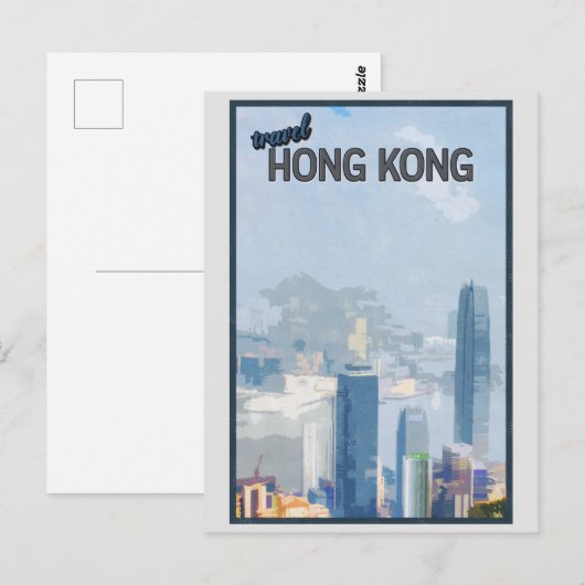  Hong Kong City Skyline Travel Briefkaart (Voorkant / Achterkant)