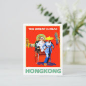 Hong Kong, dame in rickshaw, vintage-reis Briefkaart (Staand voorkant)