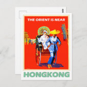 Hong Kong, dame in rickshaw, vintage-reis Briefkaart (Voorkant / Achterkant)