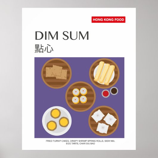 Hong Kong Dim Sum Food Art Poster (Voorkant)