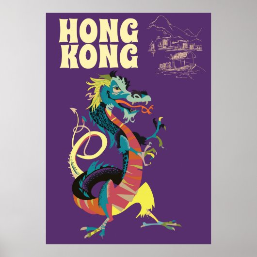Hong Kong Draak vintage reisposter Poster (Voorkant)