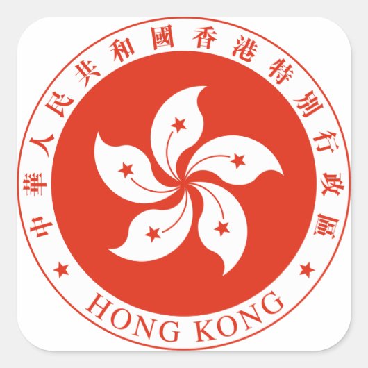 hong kong emblem vierkante sticker (Voorkant)