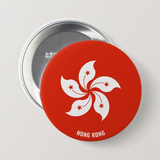 Hong Kong Flag Charming Patriotic Ronde Button 7,6 Cm (Voorkant /achterkant)