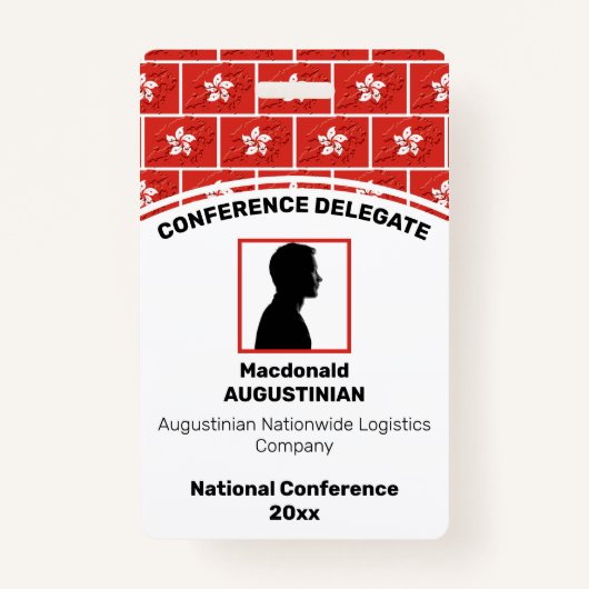 HONG KONG FLAG Gepersonaliseerd Logo Foto-ID naam Badge (Voorkant)