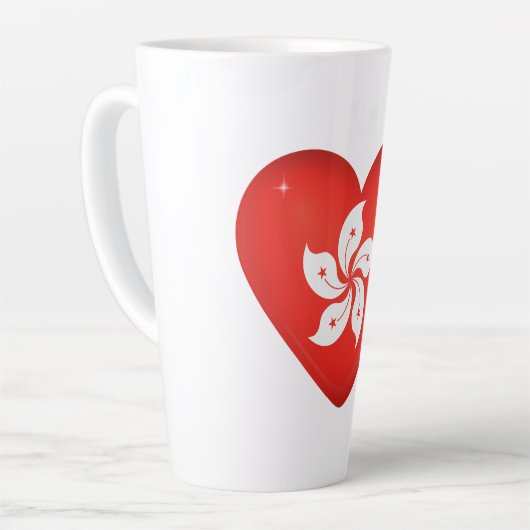 Hong Kong Flag Heart Latte Mok (Linkerhoek)