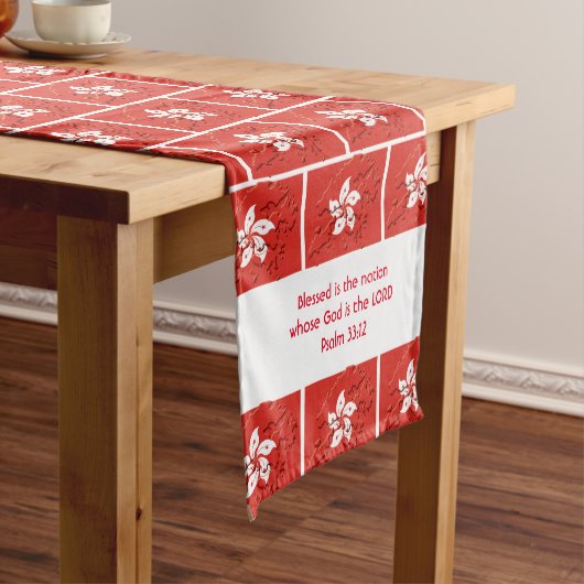 HONG KONG Flag Map Gepersonaliseerd scripts Korte Tafelloper (Voorbeeld)