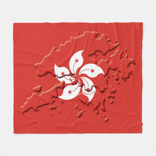 HONG KONG FLAG MAP Patriotic Fleece Deken (Voorkant (Horizontaal))