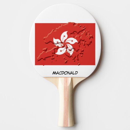 HONG KONG FLAG & MAP, speciaal aangepast Tafeltennisbatje (Voorkant)