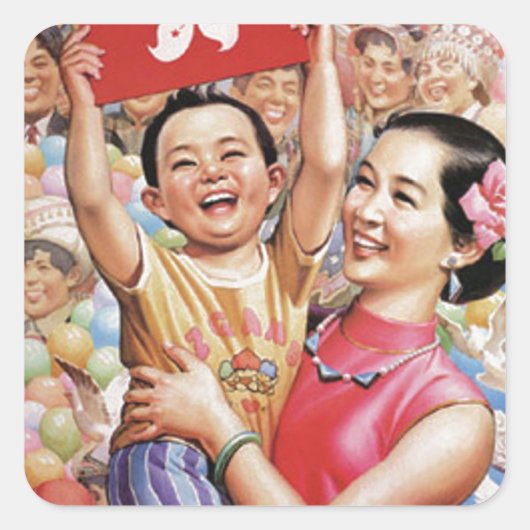 Hong Kong Flag Poster Vierkante Sticker (Voorkant)