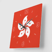 Hong Kong Flag Red White Orchid Numbers Patriottis Vierkante Klok (Hoek)
