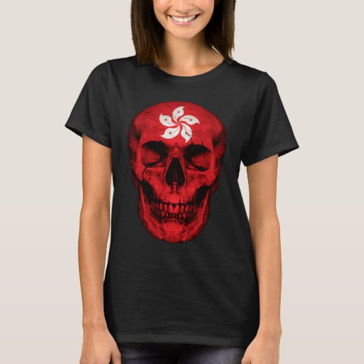 Hong Kong Flag Skull Hongkonger Roots Proud Patrio T-shirt (Voorkant)