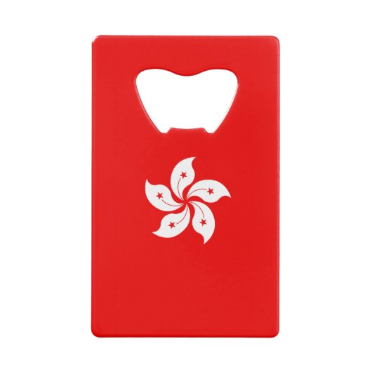 Hong Kong Flag White Orchid on Red Creditkaart Flessenopener (Voorkant)