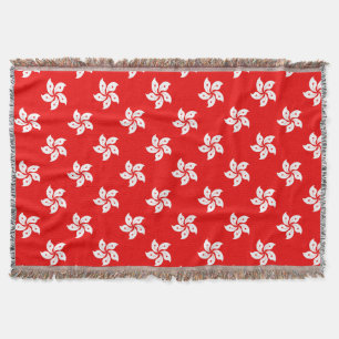 Hong Kong Flag White Orchid on Red Deken