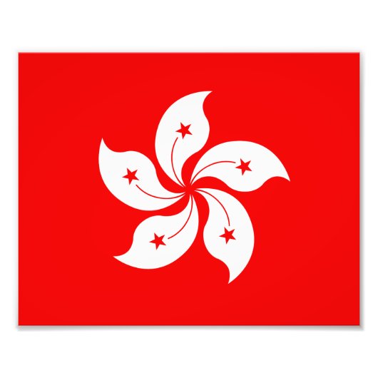 Hong Kong Flag White Orchid Symbol Foto Afdruk (Voorkant)