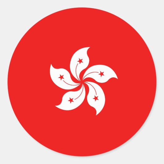 Hong Kong Flag White Orchid Symbol Ronde Sticker (Voorkant)