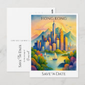 Hong Kong gepersonaliseerde Save the Date Briefkaart (Voorkant / Achterkant)