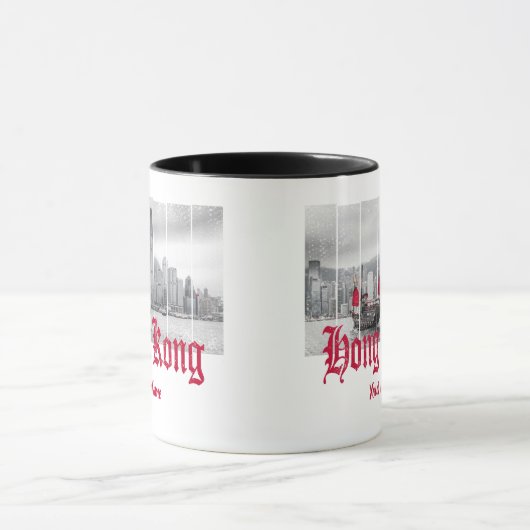 Hong Kong harbor skyline  china souvenir Mok (Midden)