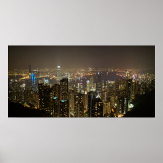 Hong Kong Harbour (nachtelijke omgeving) Poster