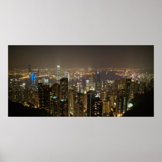 Hong Kong Harbour (nachtelijke omgeving) Poster (Voorkant)