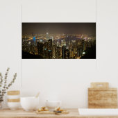 Hong Kong Harbour (nachtelijke omgeving) Poster (Keuken)