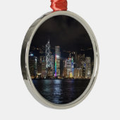 Hong Kong Harbour 's nachts Metalen Ornament (Rechts)
