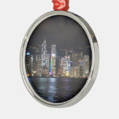 Hong Kong Harbour 's nachts Metalen Ornament (Links)