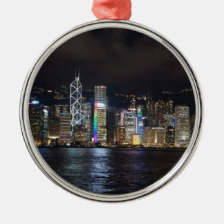 Hong Kong Harbour 's nachts Metalen Ornament