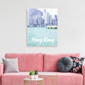 Hong Kong Harbour veerboot vintage Canvas Afdruk (Insitu (Woonkamer))