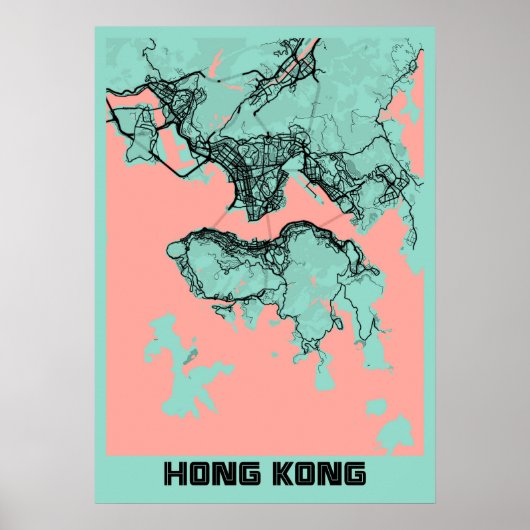 Hong Kong - Hong Kong Peony City Map Poster (Voorkant)