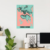 Hong Kong - Hong Kong Peony City Map Poster (Thuiskantoor)