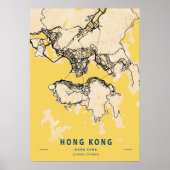 Hong Kong - Hong Kong Yellow City Map Poster (Voorkant)