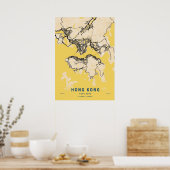 Hong Kong - Hong Kong Yellow City Map Poster (Keuken)