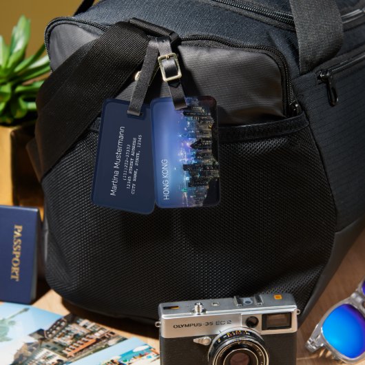 Hong Kong Island Skyline Panorama Night Souvenir Bagagelabel (Voorkant /achterkant)