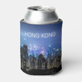 Hong Kong Island Skyline Panorama Night Souvenir Blikjeskoeler (Blikje Voorkant)