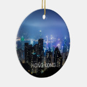 Hong Kong Island Skyline Panorama Night Souvenir Keramisch Ornament (Rechts)