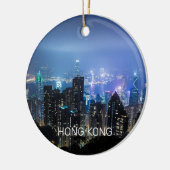 Hong Kong Island Skyline Panorama Night Souvenir Keramisch Ornament (Links)